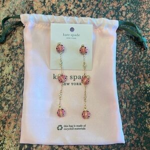 NWT Kate Spade “Lady Bug” Dangle Earrings, Pink Multi